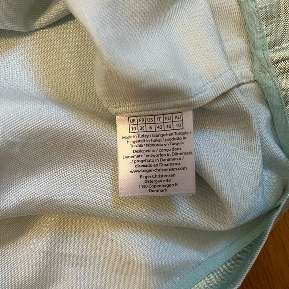 NWT ROTATE BirgerChristensen Mindy Metallic Aqua Peplum Dress Sz 6 Stich Issue - Picture 8 of 14